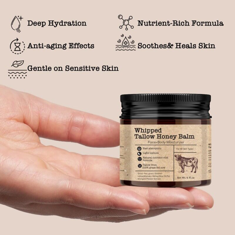 Whipped Tallow Honey Balm | Deep Nourishing Skin Repair Moisturizer