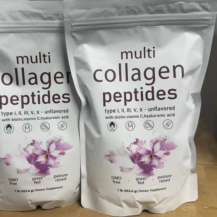 Multi Collagen Peptides Powder | Biotin, Vitamin C & Hyaluronic Acid Supplement