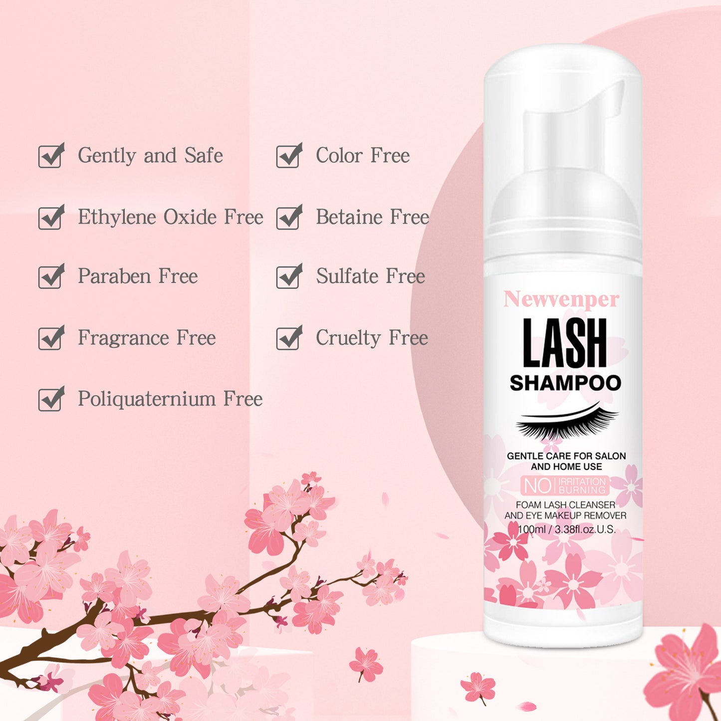 Eyelash Shampoo Cleanser | Gentle Lash Extension Cleanser & Lash Wash
