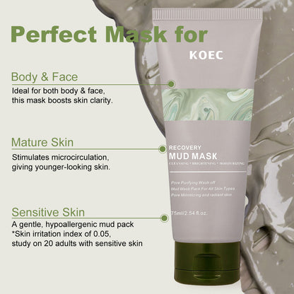 KOEC Recovery Mud Mask | Deep Cleansing & Pore Refining Face Mask
