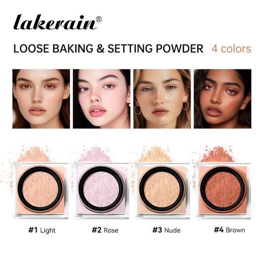 Lakerain Loose Baking & Setting Powder | Long-Lasting Matte Finish (4 Shades)