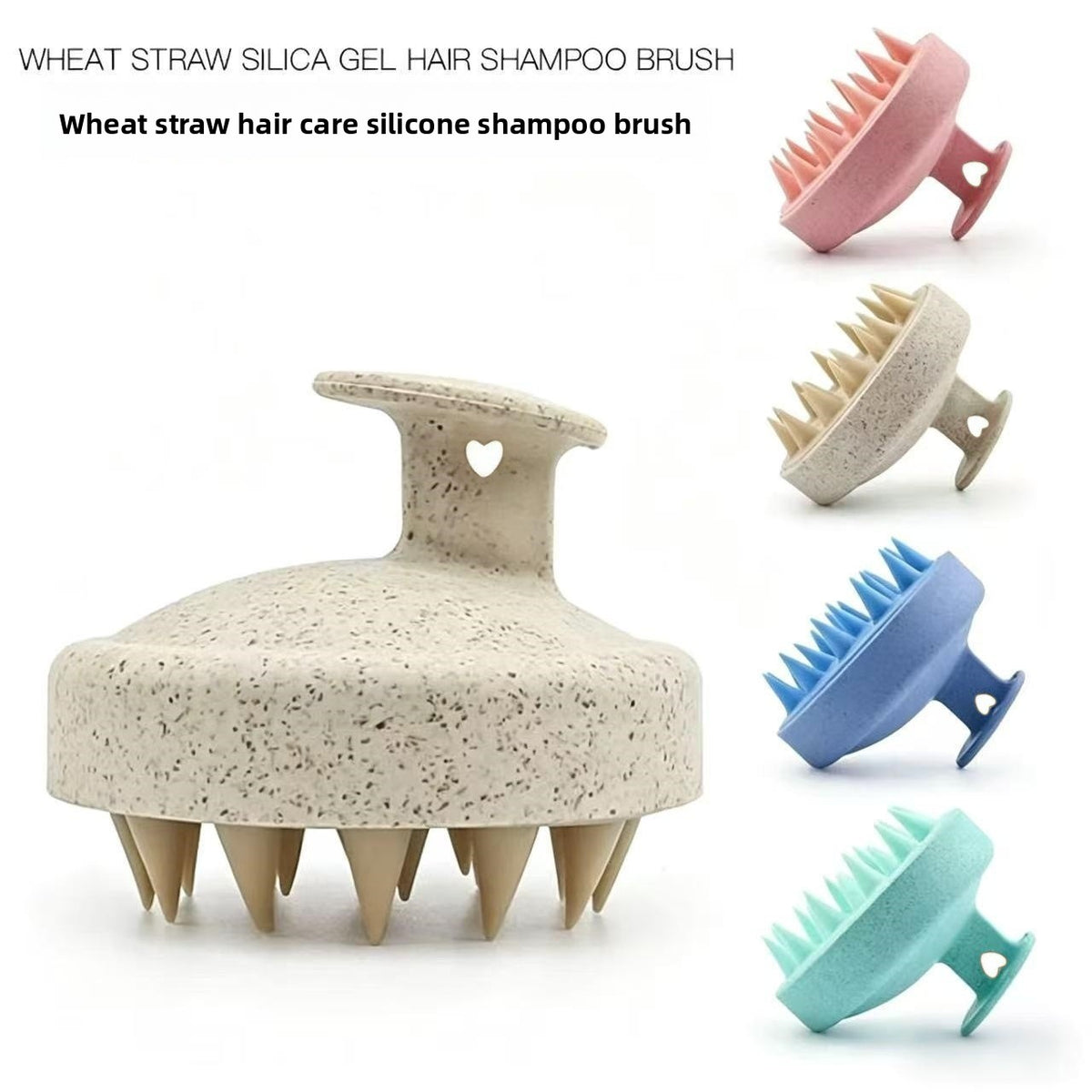 Silicone Scalp Massager Shampoo Brush – Wheat Straw Hair Care Brush