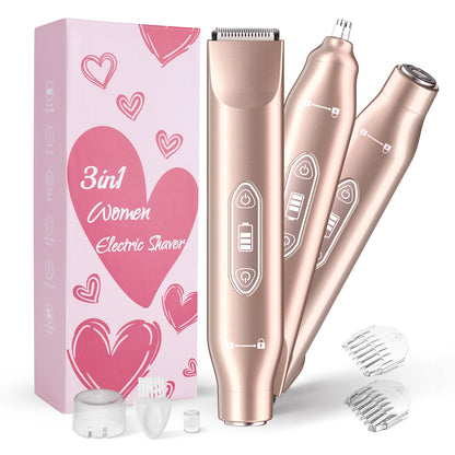 3-in-1 Women's Electric Shaver | Rechargeable Facial & Body Hair Removal Kit