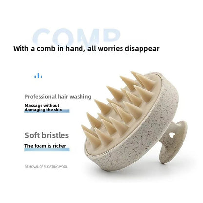 Silicone Scalp Massager Shampoo Brush – Wheat Straw Hair Care Brush