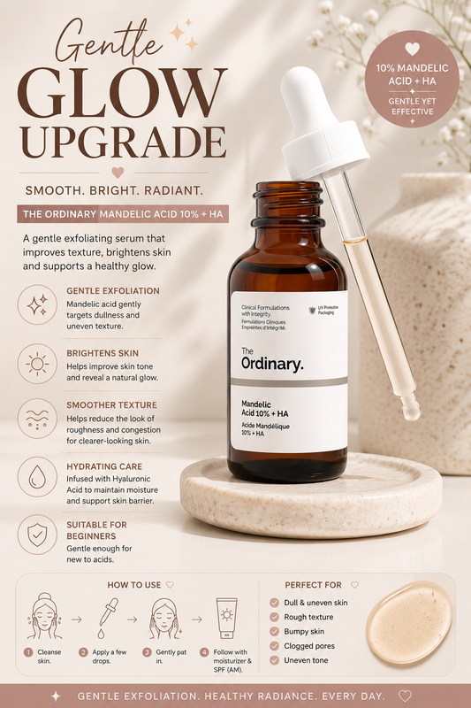 The Ordinary Mandelic Acid 10% + HA Serum | Gentle Exfoliating Brightening Serum