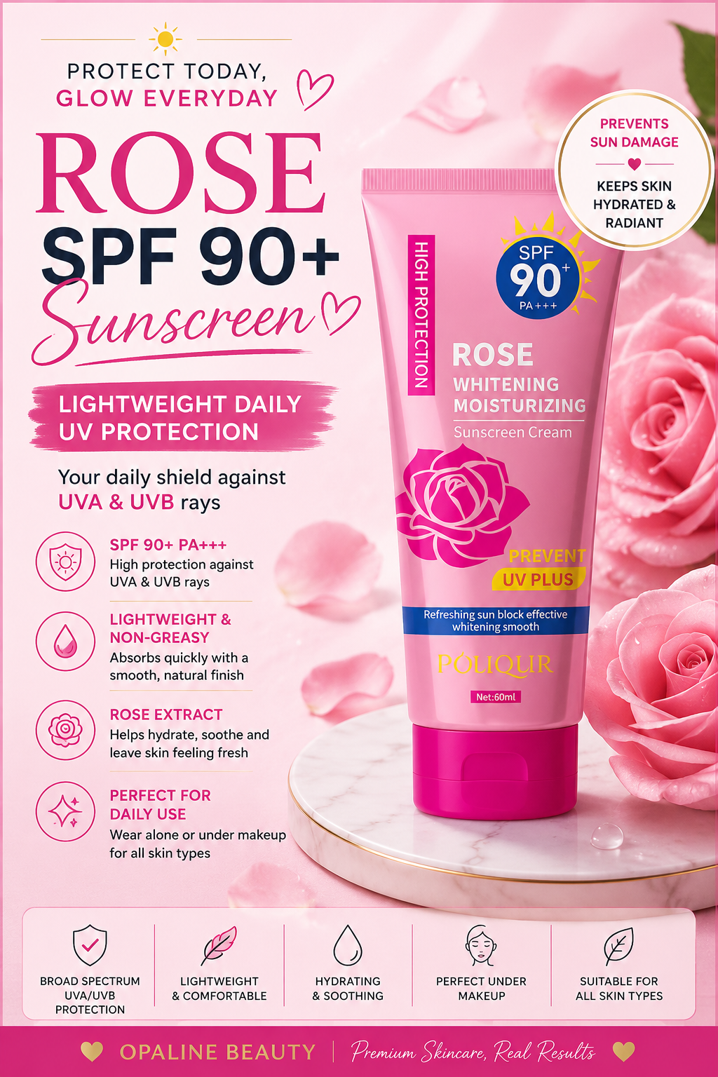 Rose Moisturizing Sunscreen SPF 90+