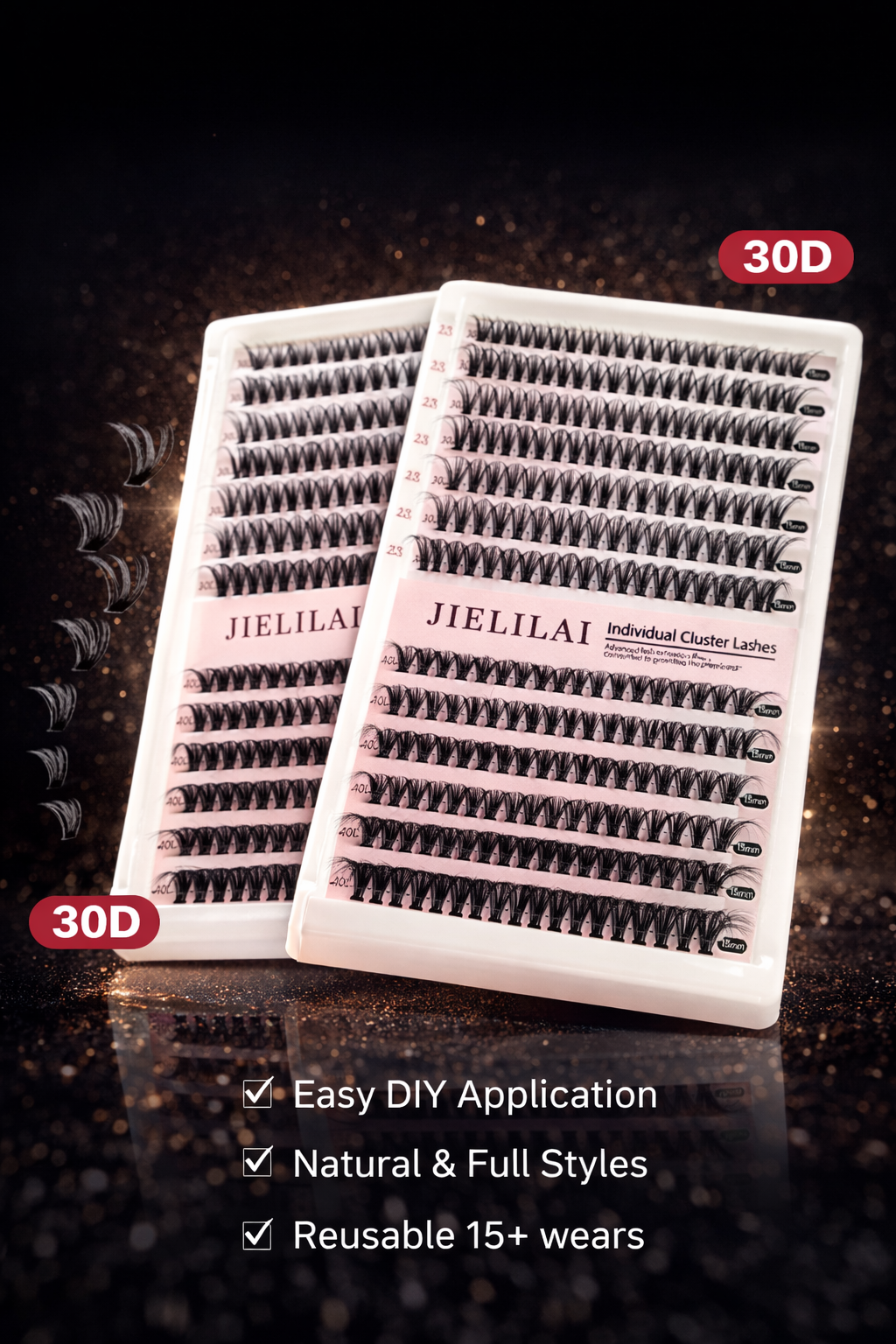 Jielilai Individual Cluster Lashes | Wispy Reusable Lash Clusters