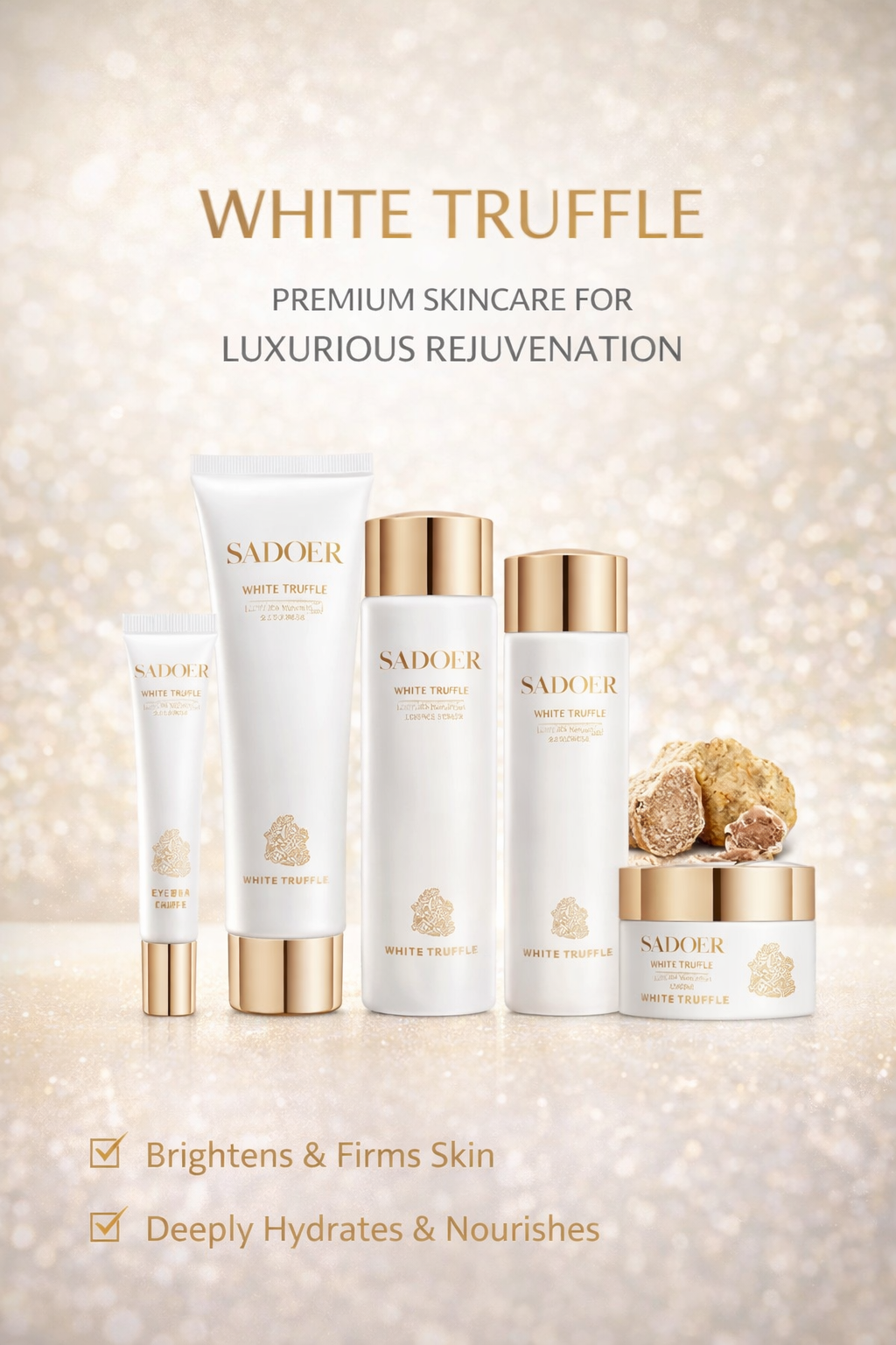 SADOER White Truffle 6-Piece Skincare Set | Hydrating & Radiance Collection