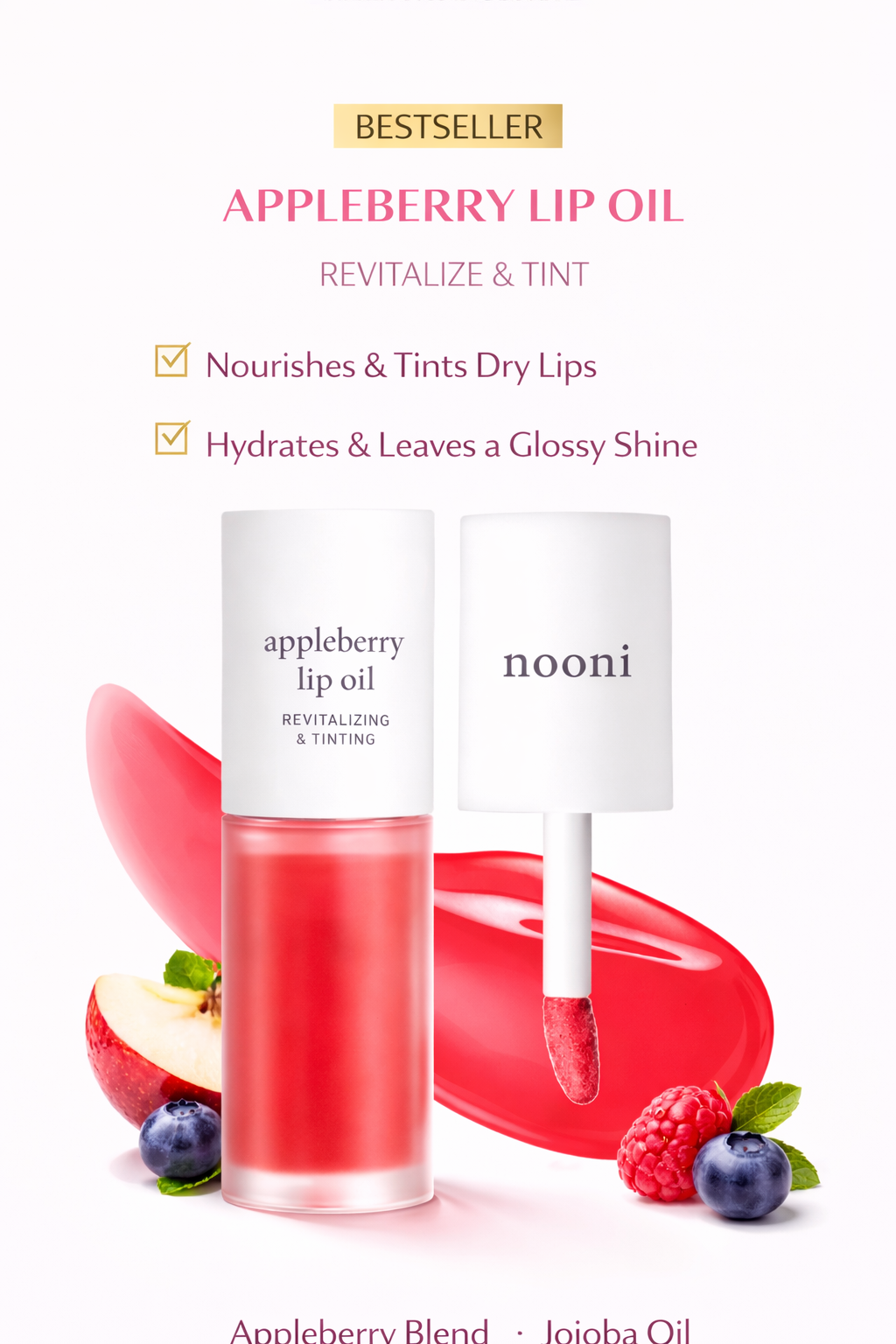 NOONI Lip Oil | Hydrating Glossy Lip Oil for Soft Smooth Lips