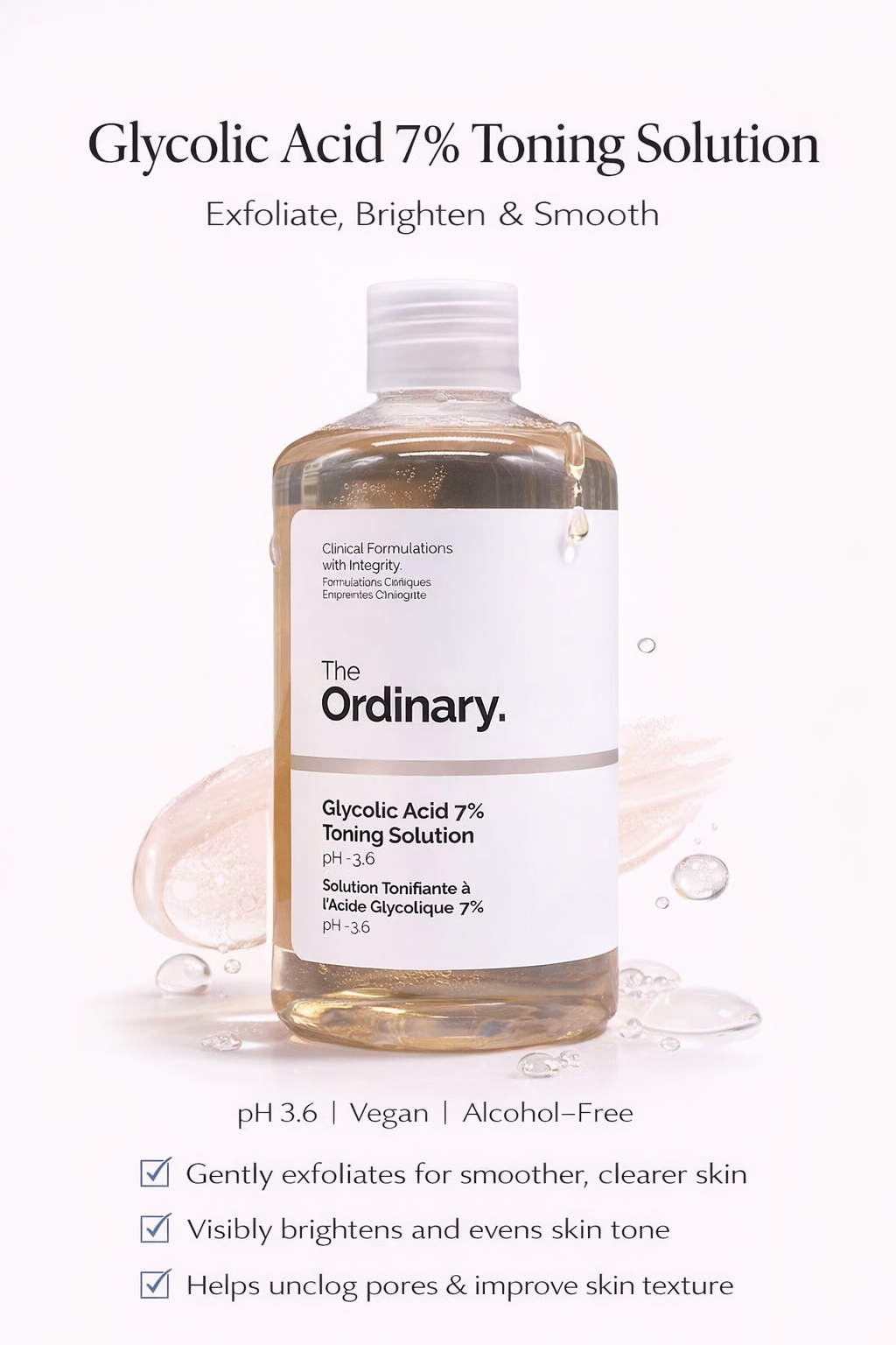 The Ordinary Glycolic Acid 7% Toning Solution | Exfoliating Brightening Toner