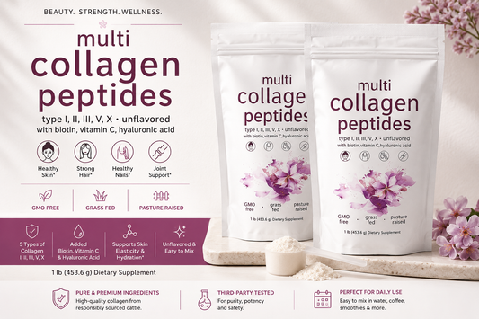 Multi Collagen Peptides Powder | Biotin, Vitamin C & Hyaluronic Acid Supplement