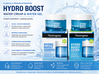 Neutrogena Hydro Boost Water Cream & Water Gel Moisturizer | Lightweight Hydrating Face Moisturizer