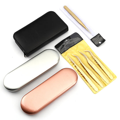 Professional Stainless Steel Precision Tweezers Set | 7-Piece Eyelash & Eyebrow Tool Kit