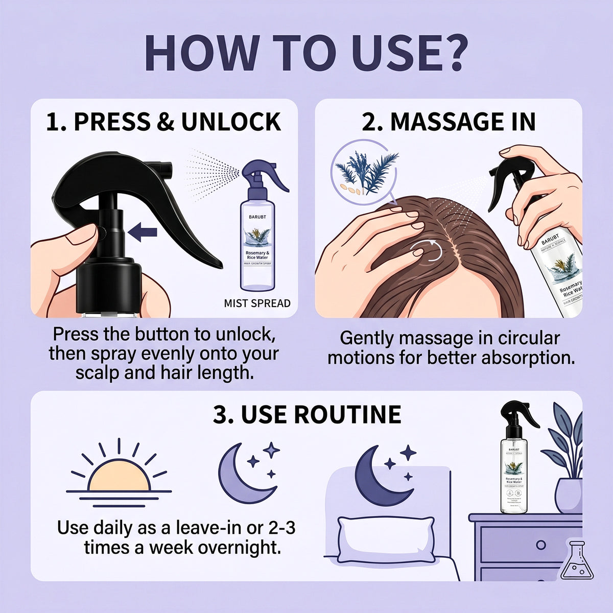 Rosemary & Rice Water Hair Growth Spray – Scalp & Hair Treatment