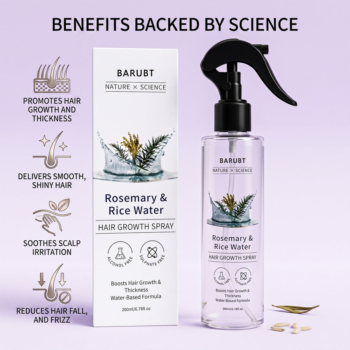 Rosemary & Rice Water Hair Growth Spray – Scalp & Hair Treatment