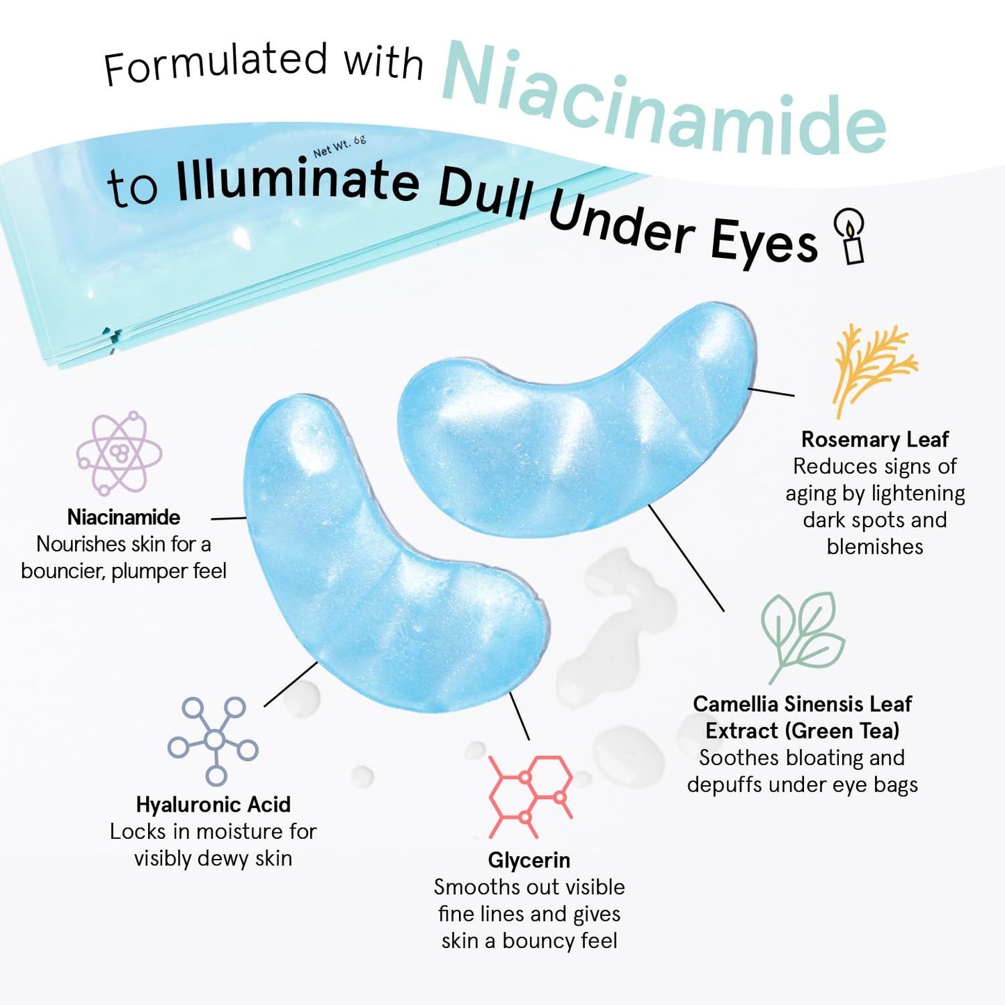 Dream Come Blue Illuminating Eye Masks | Hydrating Under Eye Patches 24 Pairs