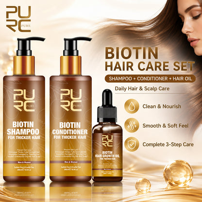 Puro Biotin Hair Care Set – Shampoo, Conditioner & Hair Oil